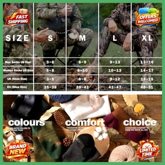 Alpaca Wool Thermal Compression Socks 2 Pairs Men Women Hiking Hunting - Picture 6 of 7